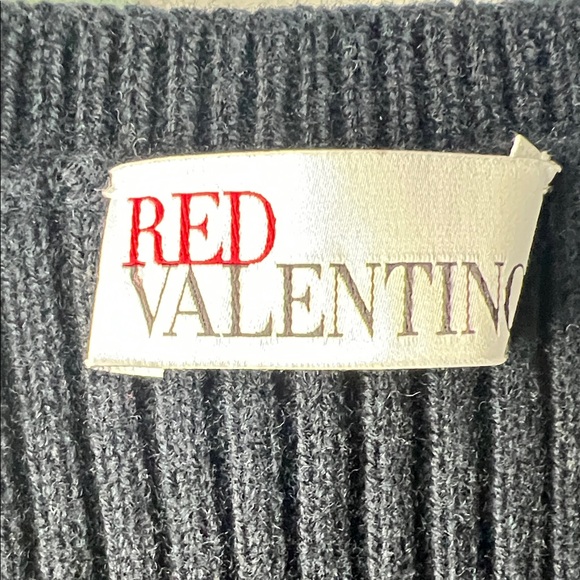 Valentino Red Short Black Fit and Flare Knit Mini Dress crew neck - Picture 7 of 9